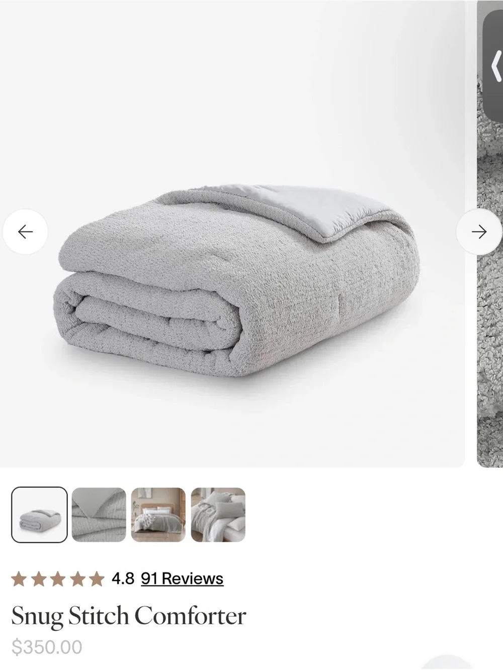 Sunday Citizen Snug Stitch Comforter - Light Gray BRAND NEW Queen